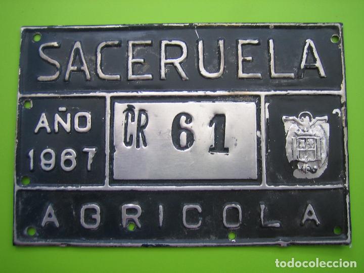 Autos und Motorr&auml;der: Antigua matr&iacute;cula agr&iacute;cola de Saceruela.ciudad Real. 1967. M 15x10 cm