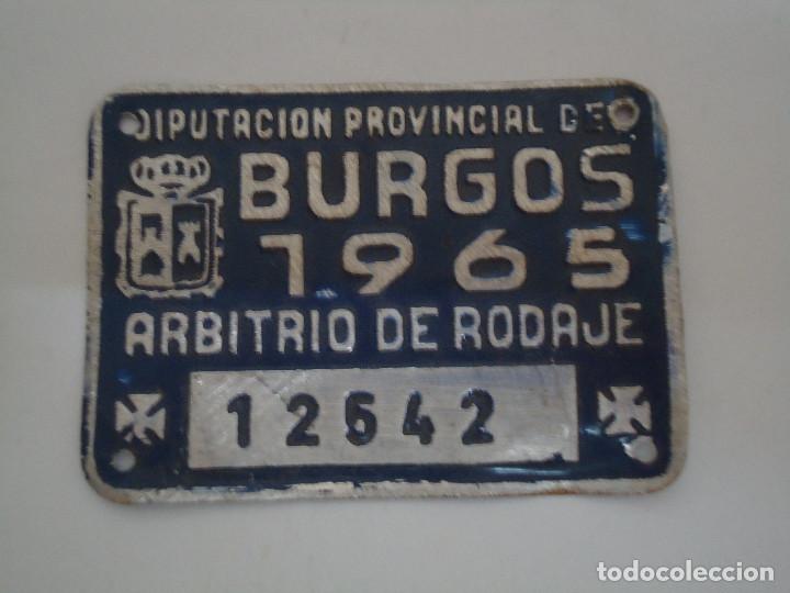 Autos und Motorr&auml;der: CHAPA DE ARBITRIO DE RODAJE DE LA DIPUTACION DE BURGOS. A&Ntilde;O 1965. --- 2
