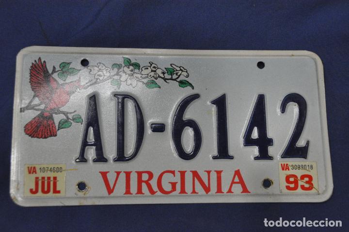 Voitures et Motocyclettes: Placa matr&iacute;cula de coche o autom&oacute;vil. Estados Unidos. Virginia
