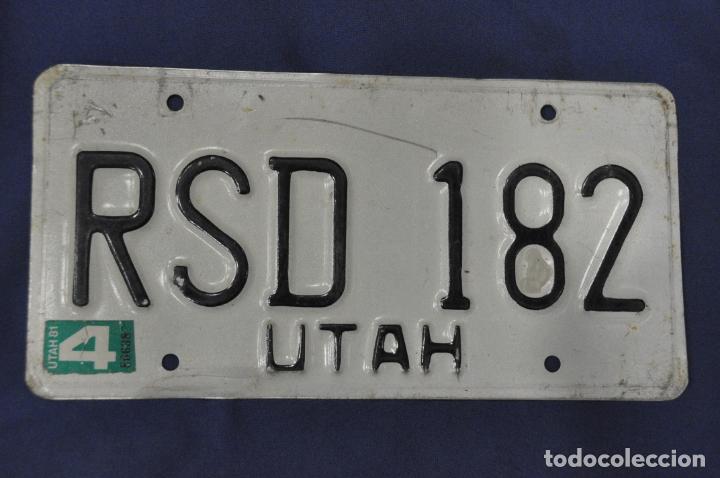 Voitures et Motocyclettes: Placa matr&iacute;cula de coche o autom&oacute;vil. Estados Unidos. Utah.
