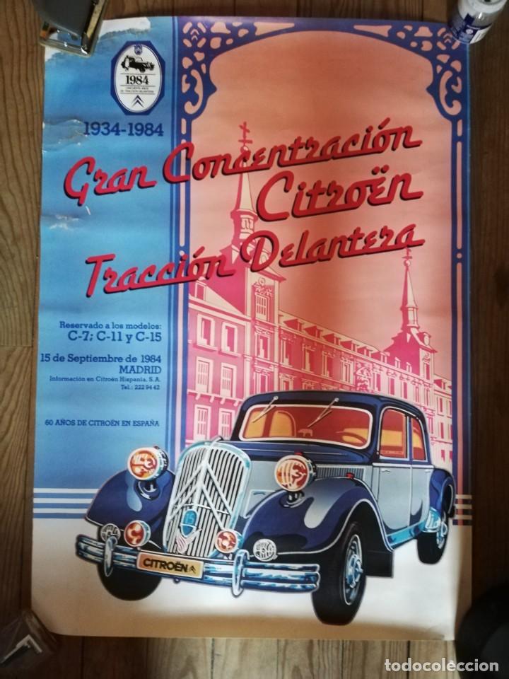 Coches y Motocicletas: CARTEL GRAN CONCENTRACI&Oacute;N CITRO&Euml;N TRACCI&Oacute;N DELANTERA 1934-1984. MADRID 1984