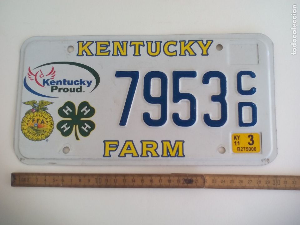 Autos und Motorr&auml;der: Placa matricula de coche. KENTUCKY FARMA. PROUD. . USA Estados Unidos License Plate Tin sign