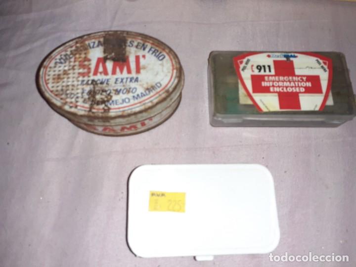 Automobili e Motociclette: 3 antigua caja lata de parche para pinchazo neum&aacute;tico,sami(lata metal) tip top  y sun a&ntilde;os 80-90