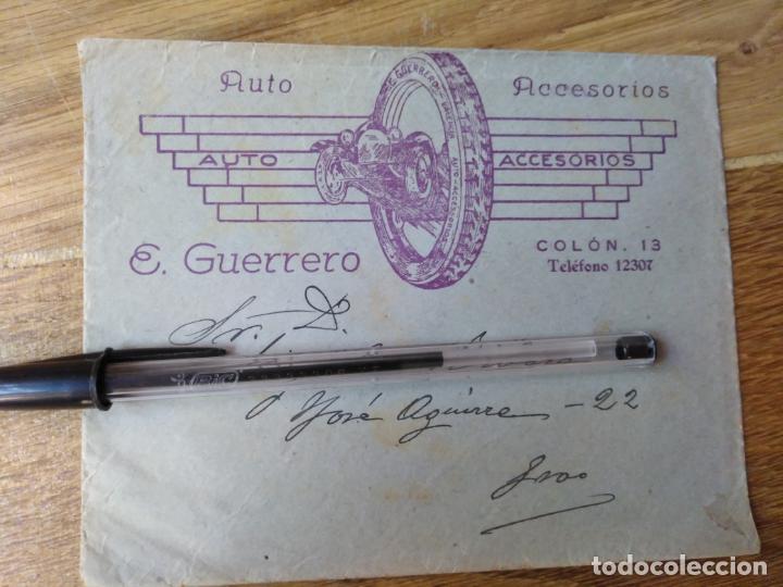 Autos und Motorr&auml;der: Sobre con membrete ilustrado auto accesorios Guerrero Valencia Firestone