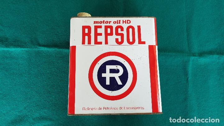 Autos und Motorr&auml;der: LATA DE ACEITE REPSOL 5 L. (VACIA)