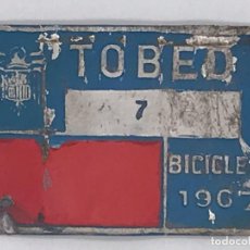 Coches y Motocicletas: ANTIGUA MATRICULA DE BICICLETA - TOBED - ZARAGOZA. Lote 247679885