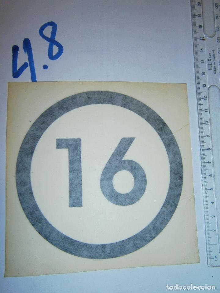 Automobili e Motociclette: ANTIGUO NUMERO PEGATINA TRANSFERIBLE PARA COCHE CLASICO O SIMILARES NUEVO SIN USAR IMPECABLE - N&ordm; 16