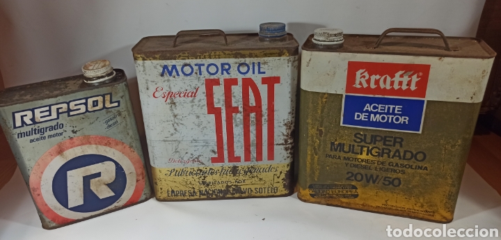 Coches y Motocicletas: lote 3 latas aceite motor especial seat, krafft y repsol.