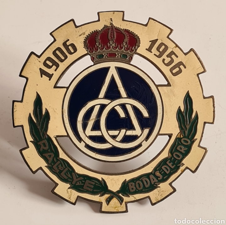 Autos und Motorr&auml;der: Placa Metal Esmaltado Real Autom&oacute;vil Club de Catalu&ntilde;a 1906-1956 Rallye Bodas de Oro - Coches Rally