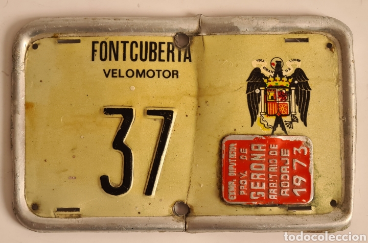 Automobili e Motociclette: Placa Matr&iacute;cula 37 Velomotor Ciclomotor Fontcuberta Gerona 1973 Arbitrio Rodaje &Eacute;poca Franco