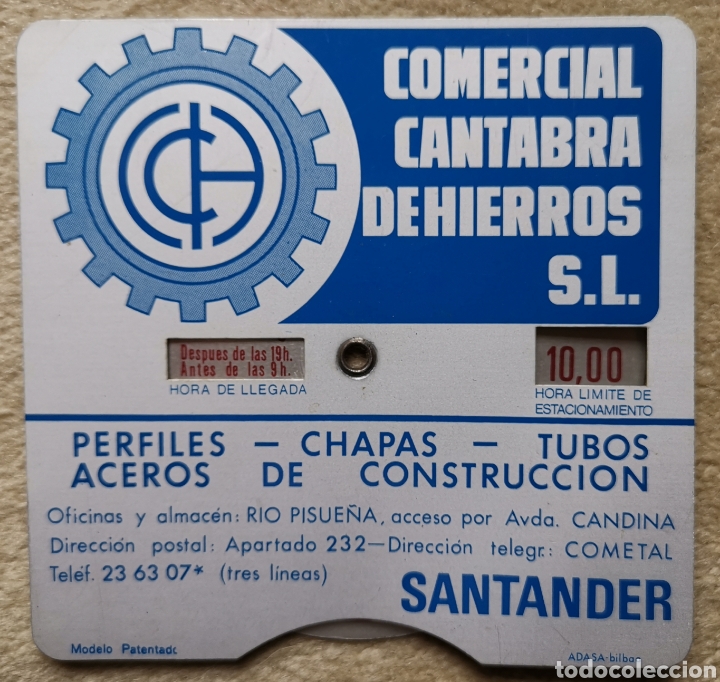 Automobili e Motociclette: Control Aparcamiento Chapa Met&aacute;lica Publicitario Comercial C&aacute;ntabra de Hierros - Santander