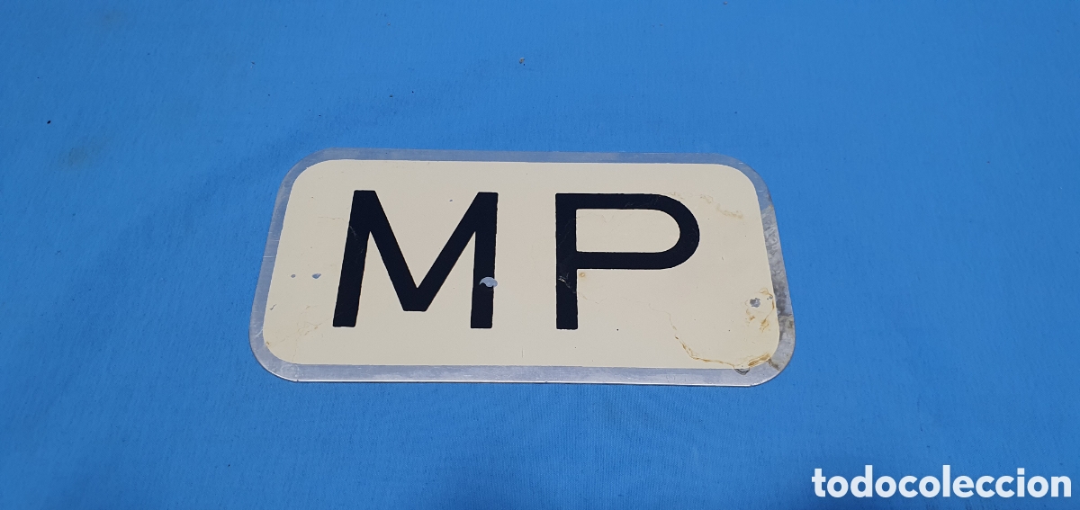 Voitures et Motocyclettes: ANTIGUA PLACA O CHAPA PARA COCHE EN ALUMINIO CON LAS LETRAS MP