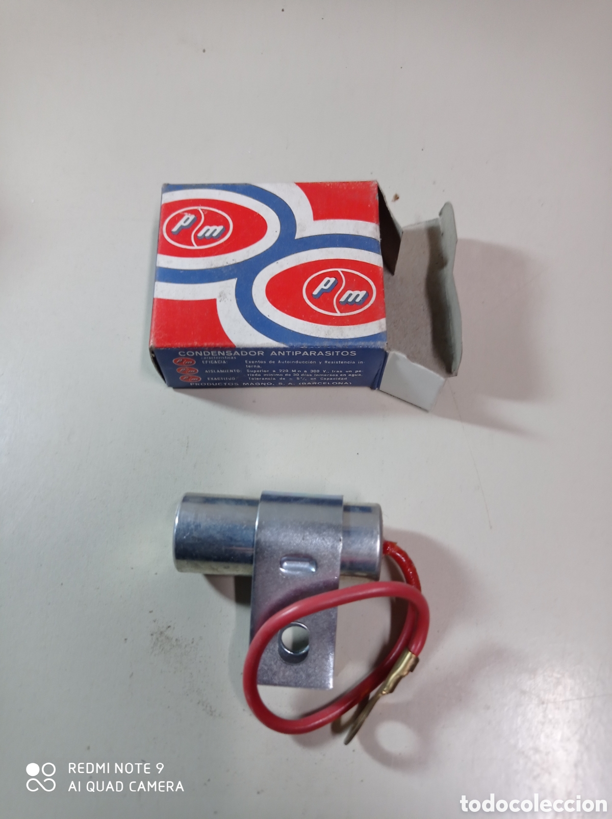 Autos und Motorr&auml;der: Antiguo condensador antiparasitos marca PM. Productos Magno S.A Barcelona.