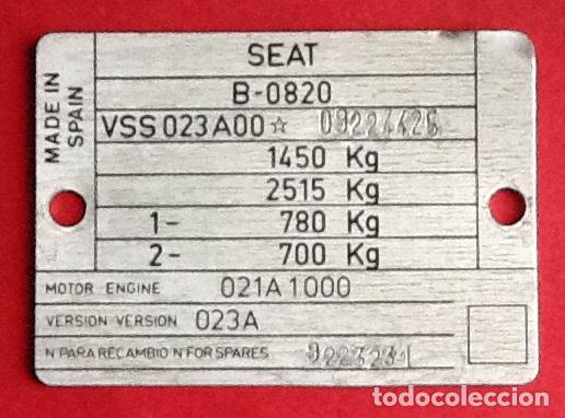 Autos und Motorr&auml;der: CHAPA REGISTRO AUTOMOVIL - SEAT - EL ENVIO ESTA INCLUIDO
