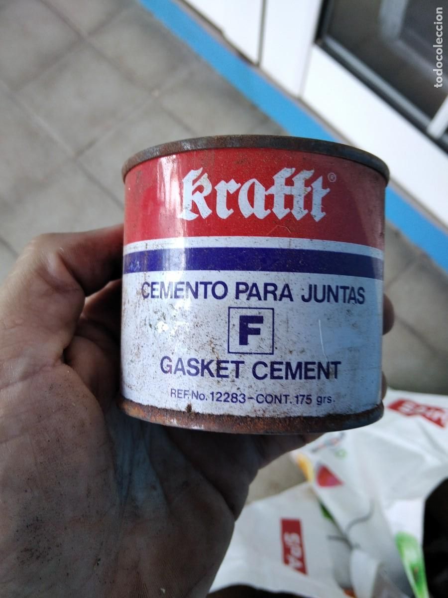 Coches y Motocicletas: Antigua lata pasta para juntas - Motor Vintage Kraft - Veh&iacute;culo coche cl&aacute;sico.