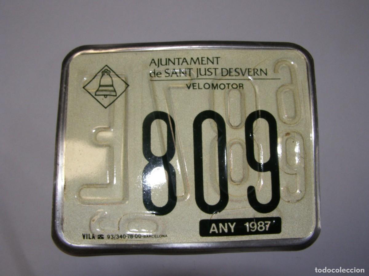 Autos und Motorr&auml;der: Placa matr&iacute;cula moto Sant Just d'Esvern, a&ntilde;o 1987.