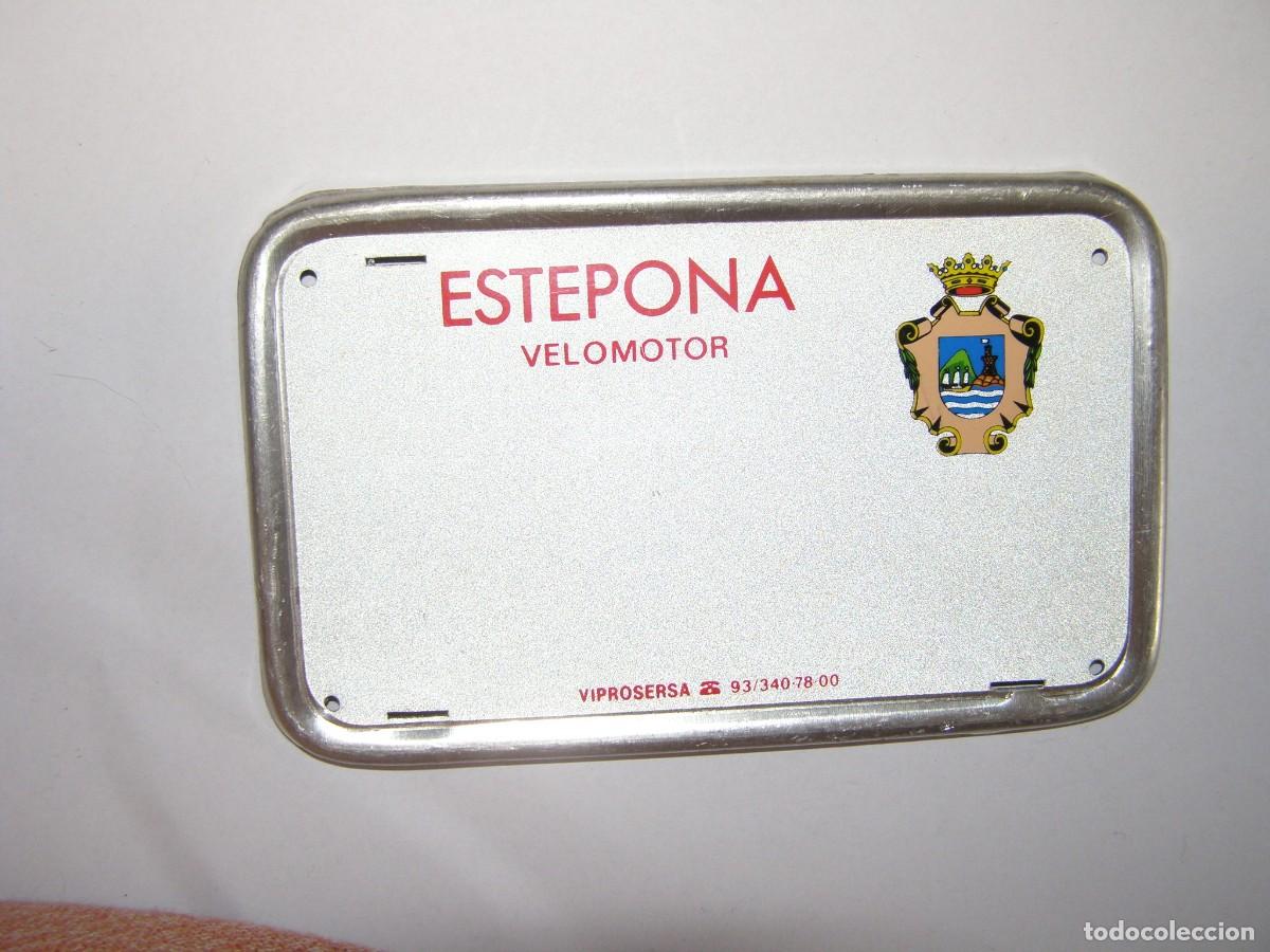 Autos und Motorr&auml;der: Placa matr&iacute;cula moto velomotor, Estepona, a&ntilde;os 80.