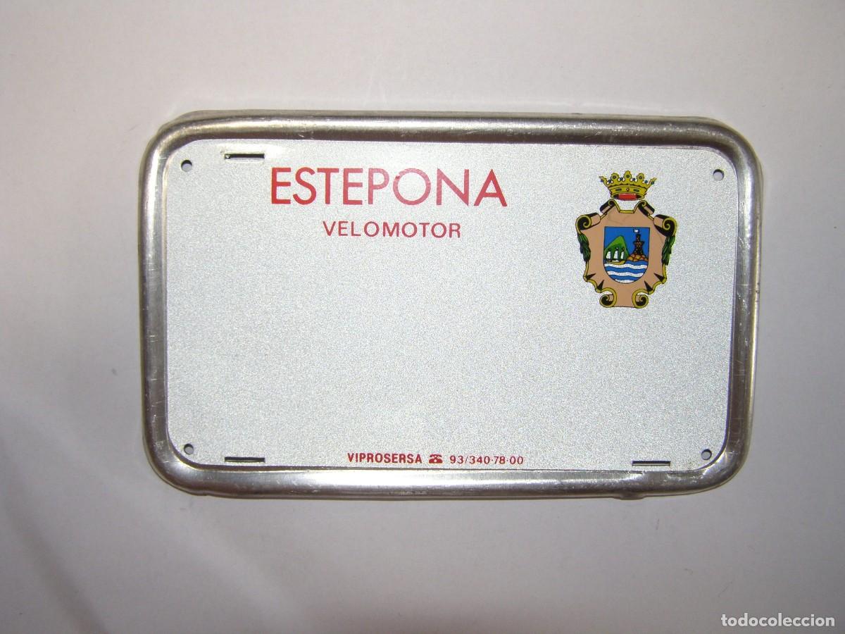 Autos und Motorr&auml;der: Placa matr&iacute;cula moto velomotor, Estepona, a&ntilde;os 80.