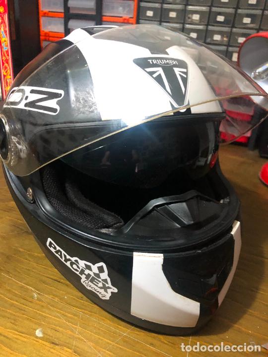 Autos und Motorr&auml;der: &iexcl;&iexcl;&iexcl; CASCO DE MOTO BLANCO Y NEGRO TEMATIZADO TRIUMPH RACING !!!