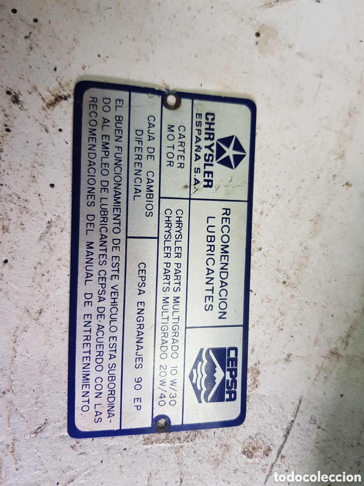 Coches y Motocicletas: Placa Chrysler Espa&ntilde;a S.A