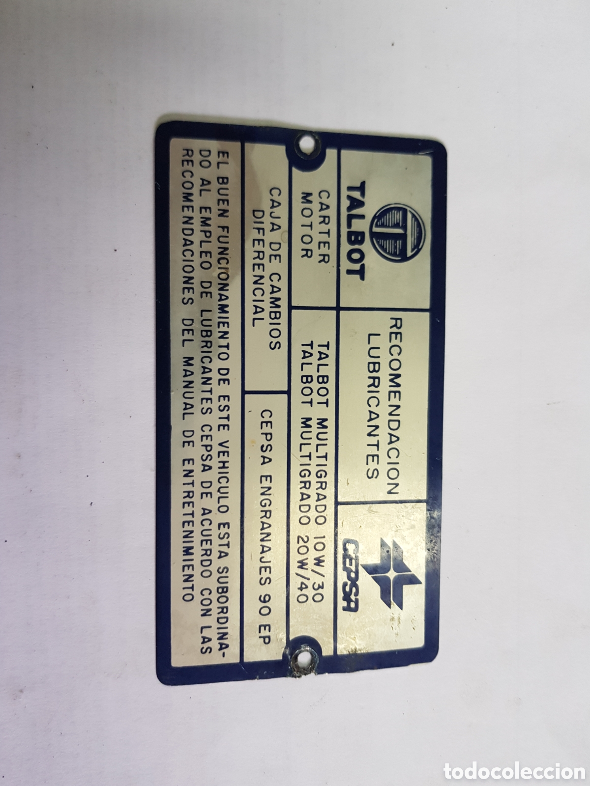 Coches y motocicletas: Placa Talbot - Foto 1