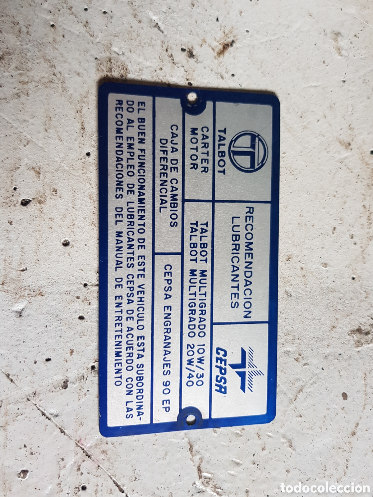 Coches y motocicletas: Placa Talbot antiguo - Foto 1