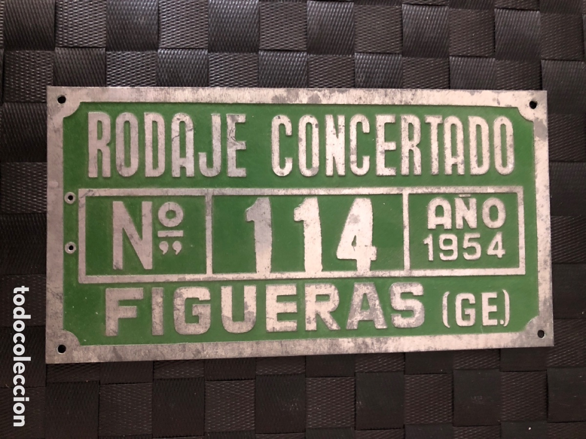 Voitures et Motocyclettes: PLACA MATR&Iacute;CULA RODAJE CONCERTADO DE FIGUERAS GERONA 1954 ( FIGUERES GIRONA)