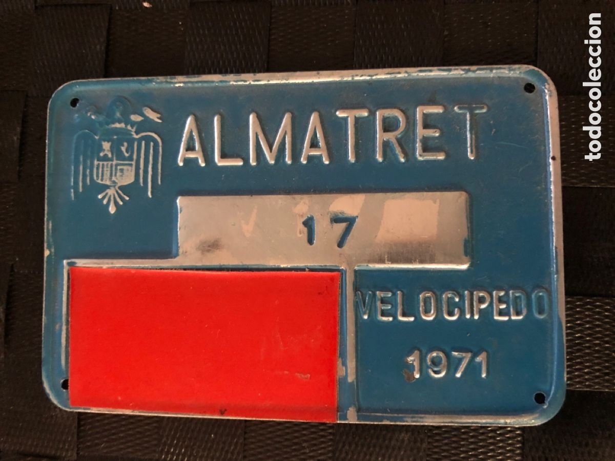Autos und Motorr&auml;der: PLACA MATR&Iacute;CULA ALMATRET MOTO VELOCIPEDO 1972