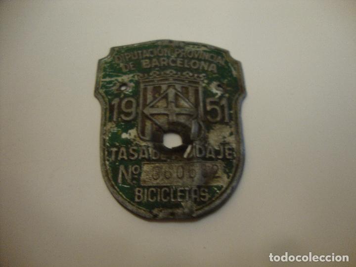 Autos und Motorr&auml;der: MATRICULA BICICLETA BARCELONA N&ordm; 360682 1951 TASA RODAJE