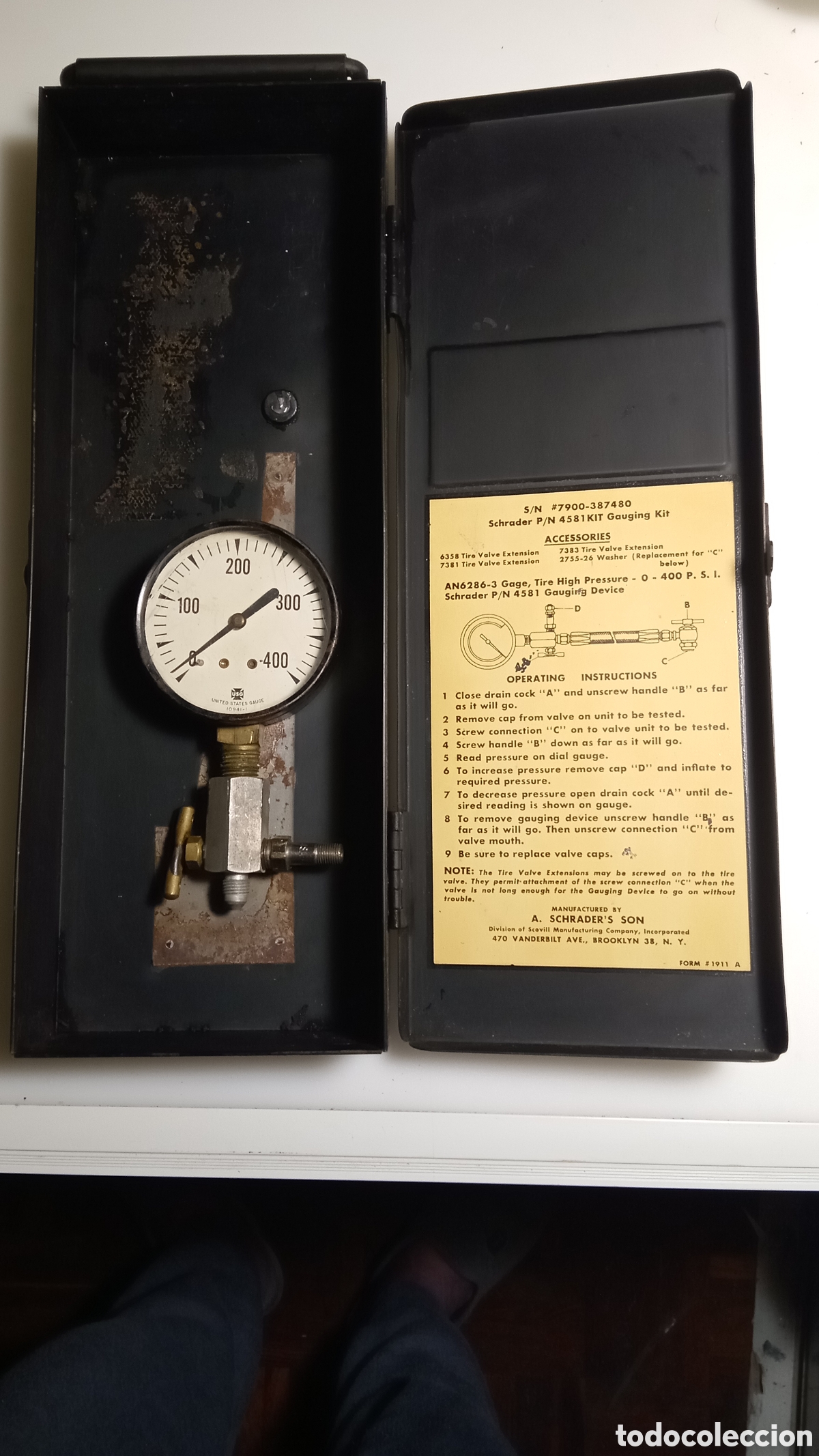 Autos und Motorr&auml;der: Manometro medidor presi&oacute;n aire SCHRADER'S SON