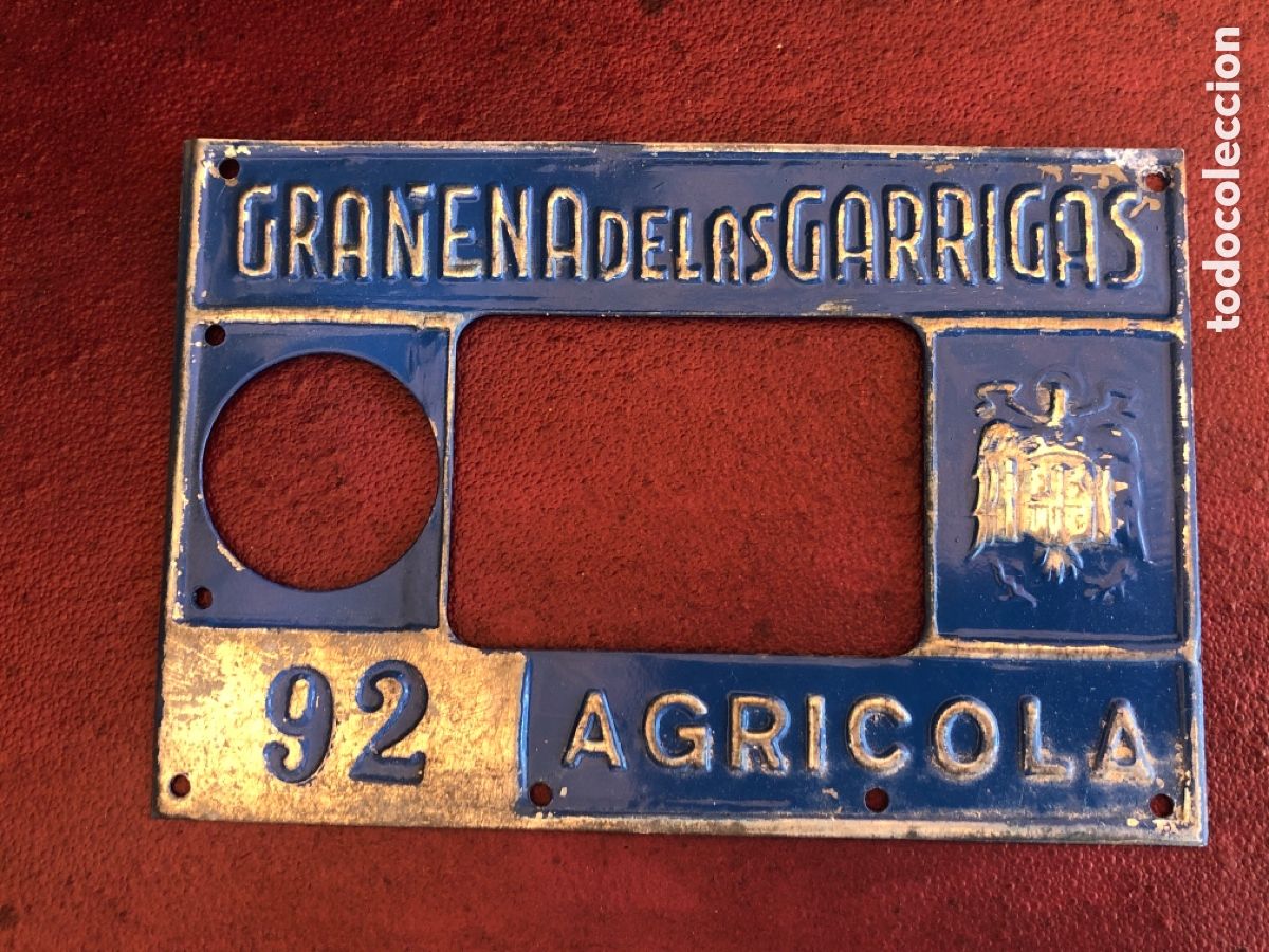 Autos und Motorr&auml;der: PLACA PARA MATR&Iacute;CULA GRA&Ntilde;ENA DE LAS GARRIGAS AGR&Iacute;COLA