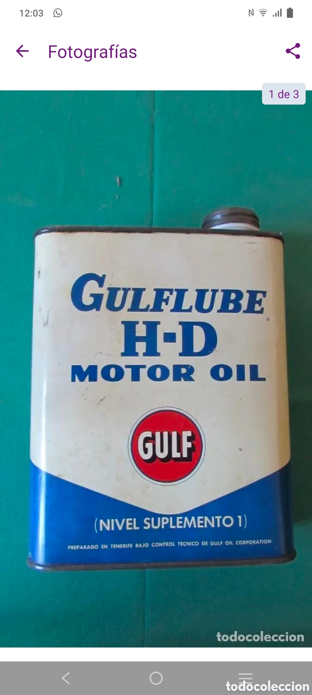 Automobili e Motociclette: Antigua lata de aceite para motor GULF