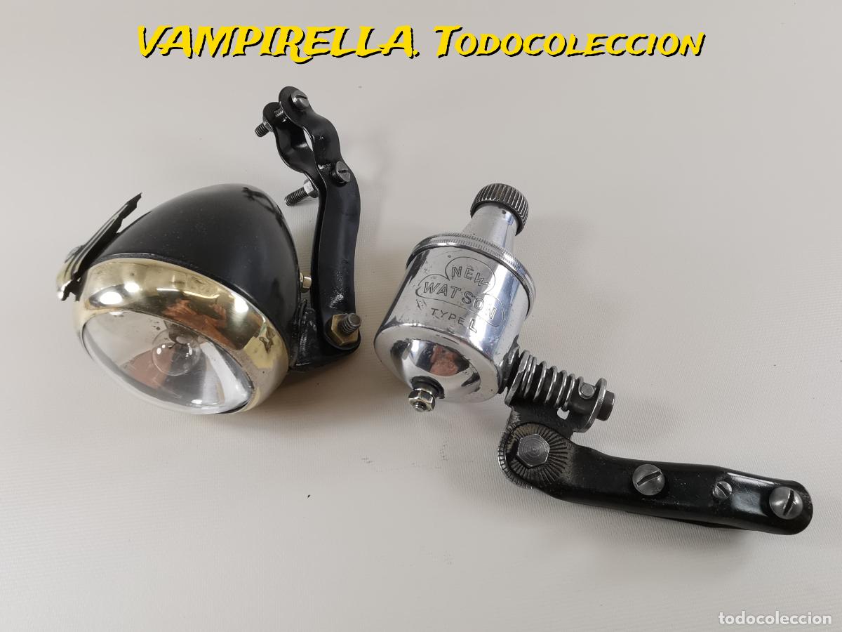 Voitures et Motocyclettes: CONJUNTO FARO Y DINAMO BICICLETA A&Ntilde;OS 40--MONTADA EN BICICLETA FRANCESA MATRICULA 1947