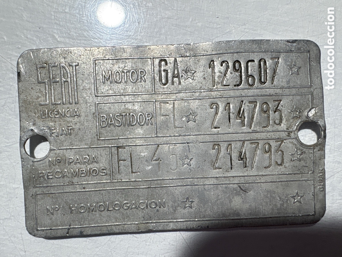 Automobili e Motociclette: Placa motor Seat - bastidor