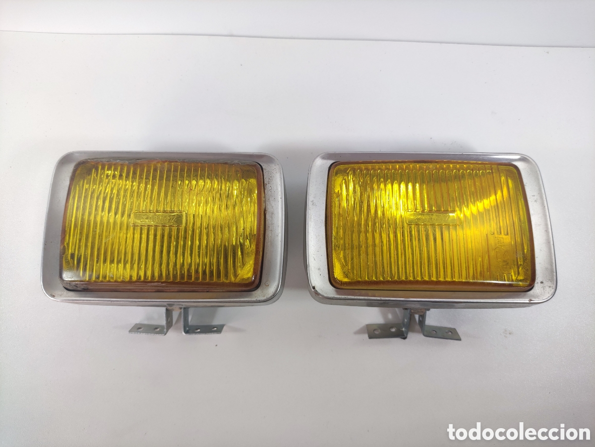 Coches y Motocicletas: Pareja faros antiniebla Kinby amarillos rectangulares Seat Pegaso Simca Renault Peugeot cibie