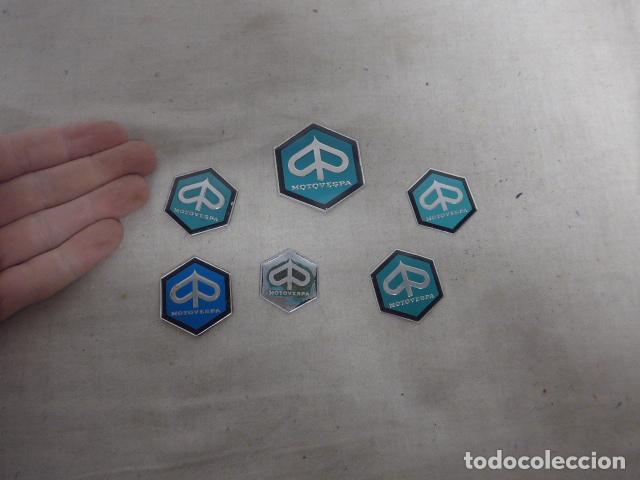 Coches y Motocicletas: Lote de 6 antiguas chapas originales de motovespa, moto Vespa, a identificar. Motocicleta.
