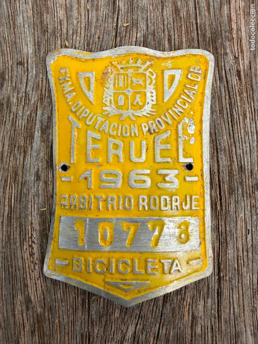 Coches y Motocicletas: Matr&iacute;cula de bicicleta Teruel 1963