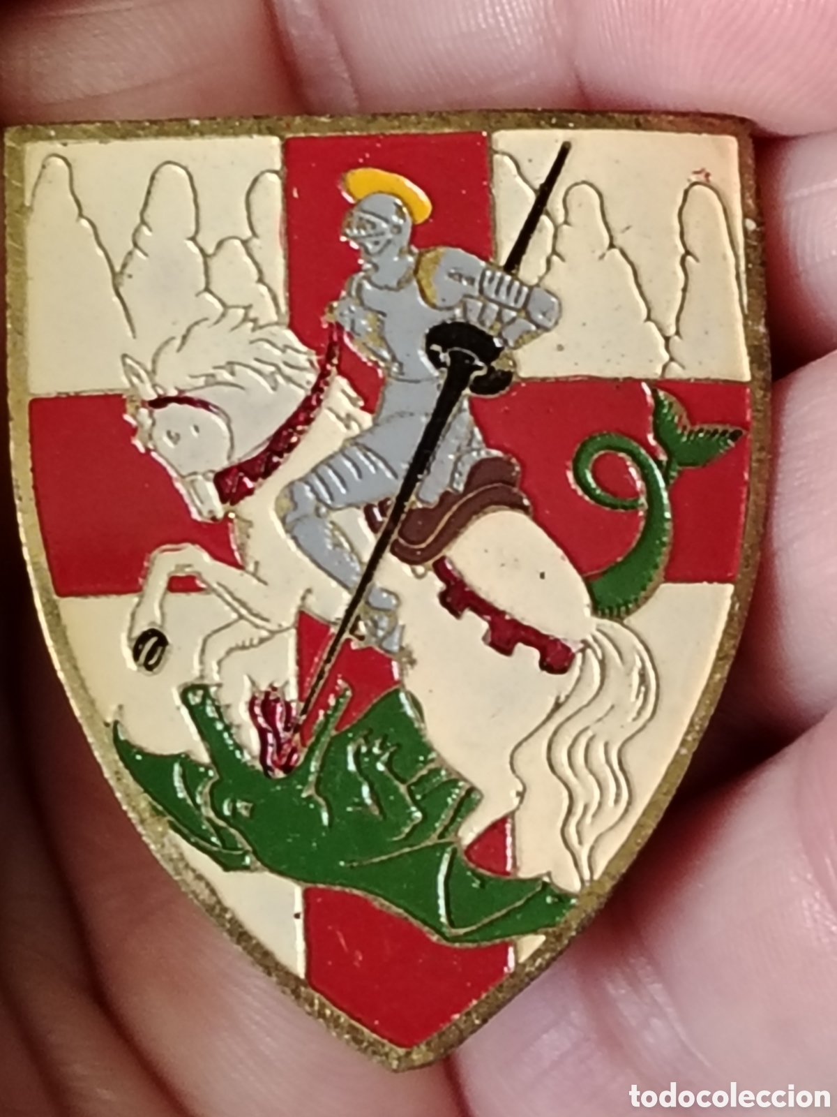 Coches y Motocicletas: Chapa antigua de San Jordi para moto vespa
