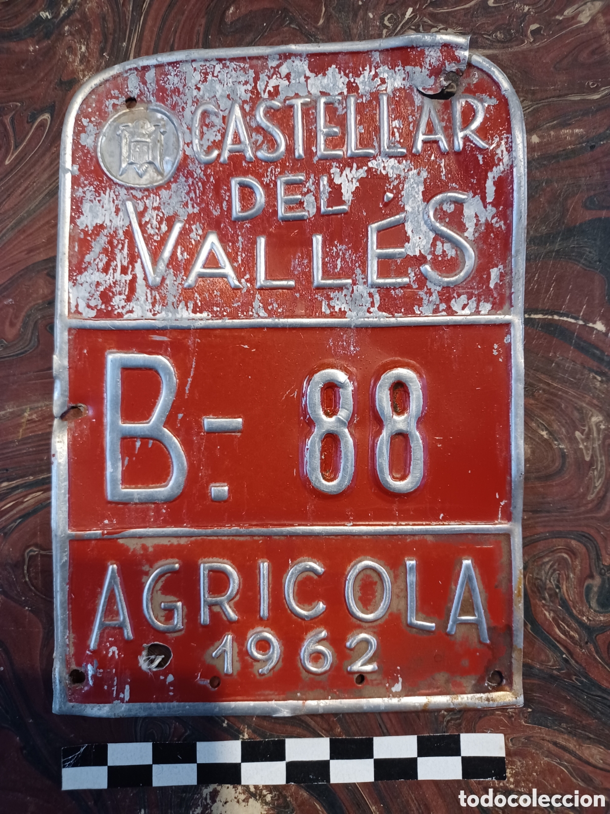 Coches y Motocicletas: Placa de matr&iacute;cula agr&iacute;cola de Castellar del Vall&egrave;s, 1962.