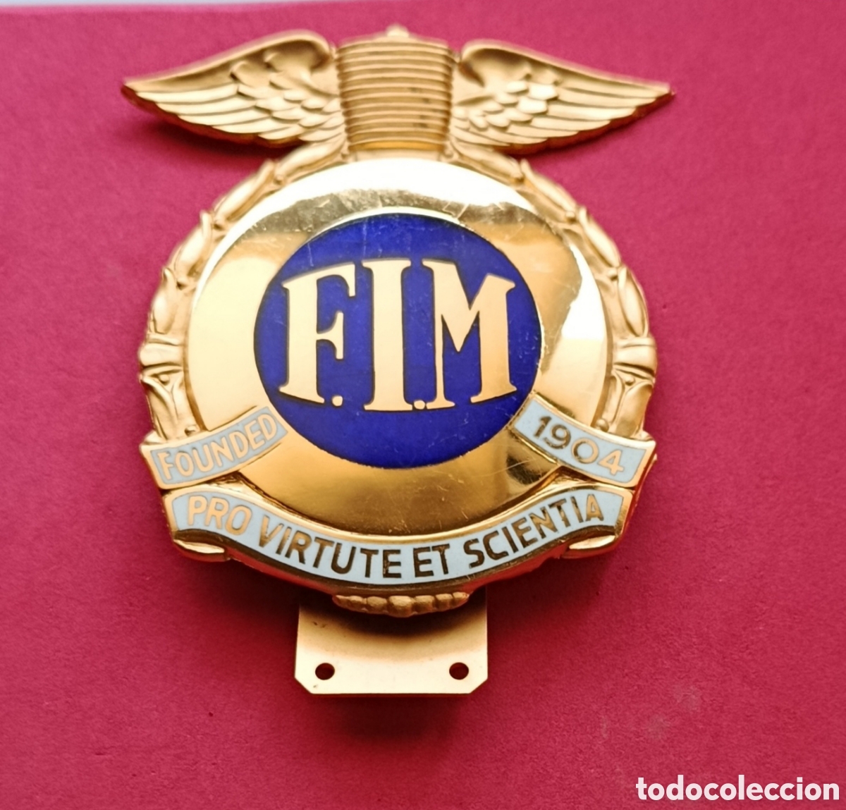 Autos und Motorr&auml;der: ANTIGUA INSIGNIA PLACA CHAPA EMBLEMA COCHE CLASICO AUTOMOBILE CAR GRILL BADGE FIM