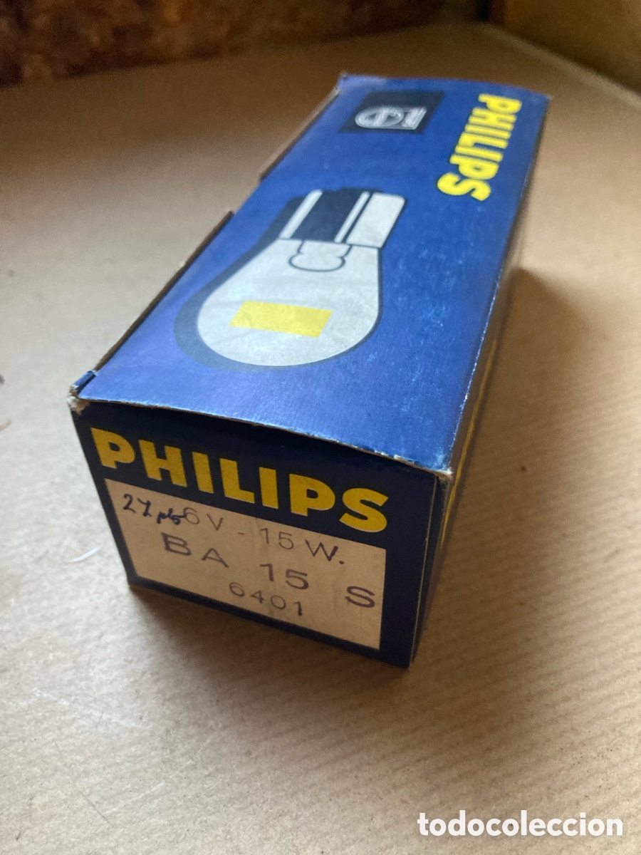 Coches y Motocicletas: CAJA CON 10 BOMBILLAS PHILIPS - 6V 15W BA 15 S - 6401
