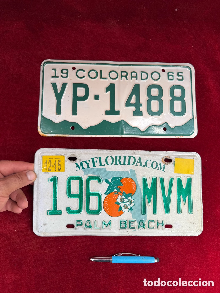 Coches y Motocicletas: Lote de dos matriculas de coche Americano!