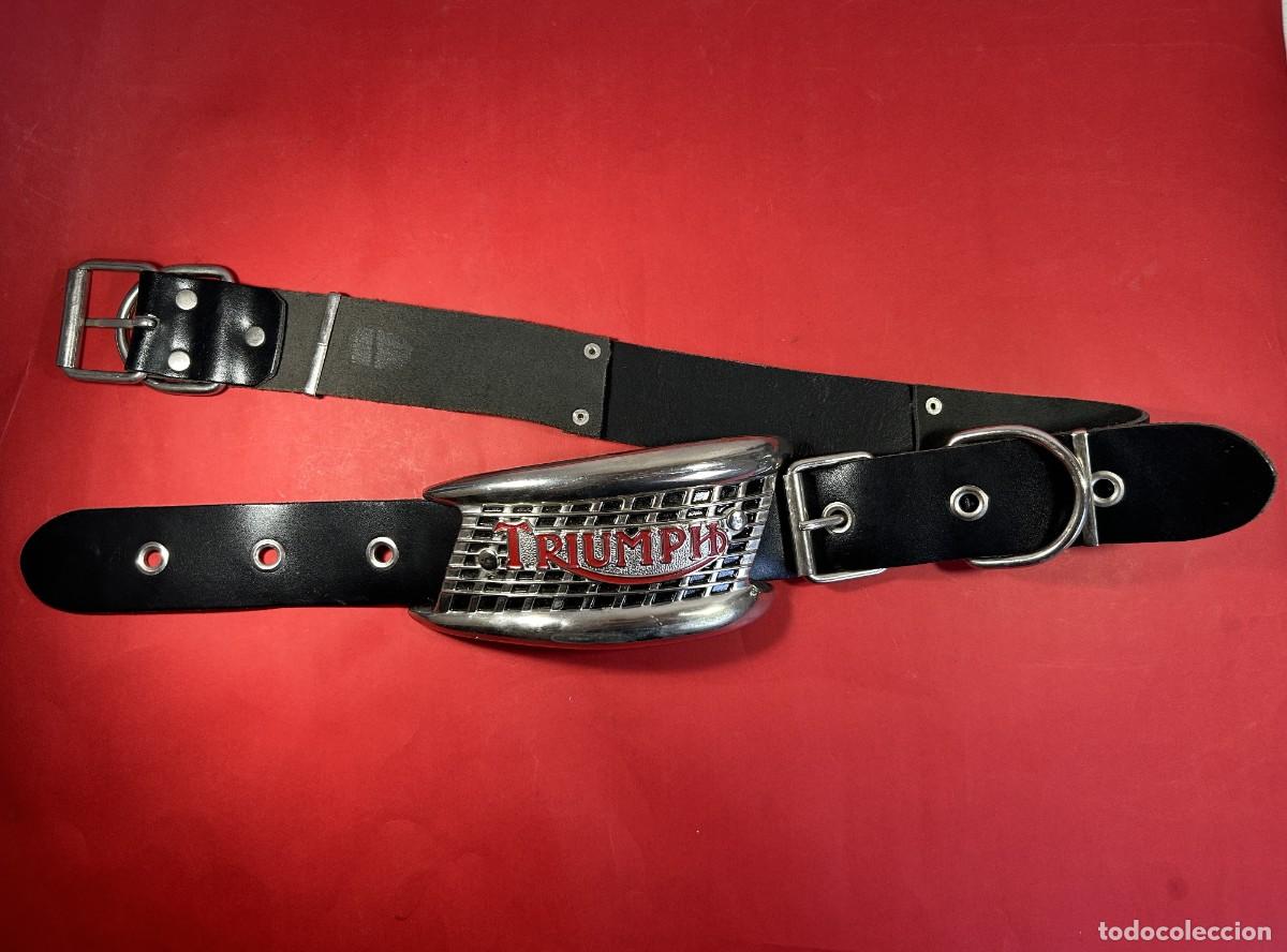 Coches y Motocicletas: CINTURON DE CUERO CON INSIGNIA TRIUMPH MOTORCYCLES A&Ntilde;OS 80
