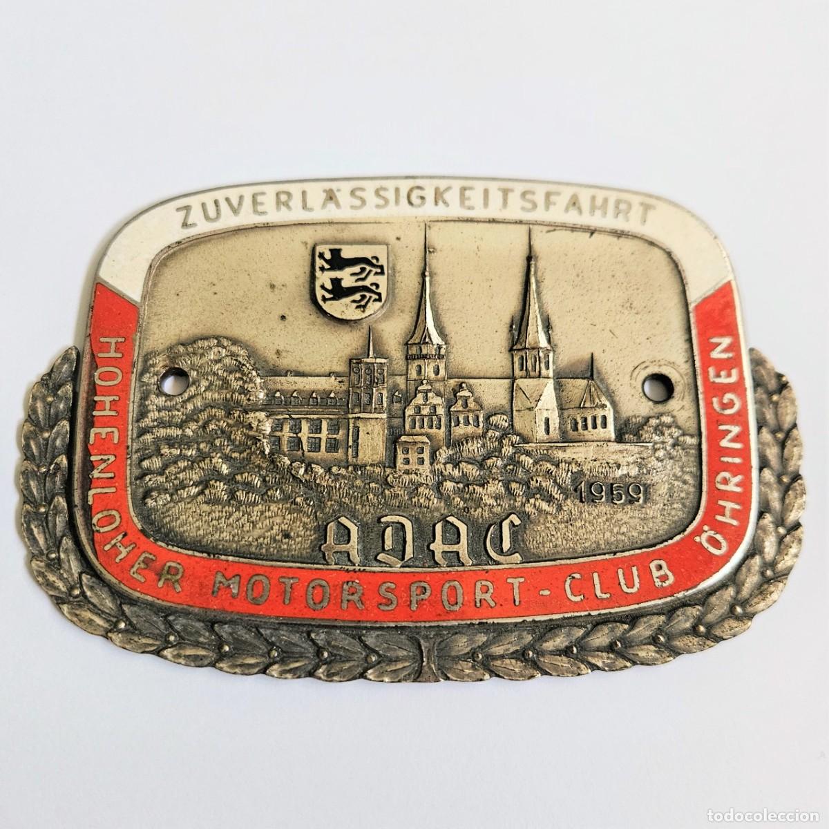 Coches y Motocicletas: Antiguo emblema placa de coche Automovil Club de ADAC. Alemania 1950 - 1960