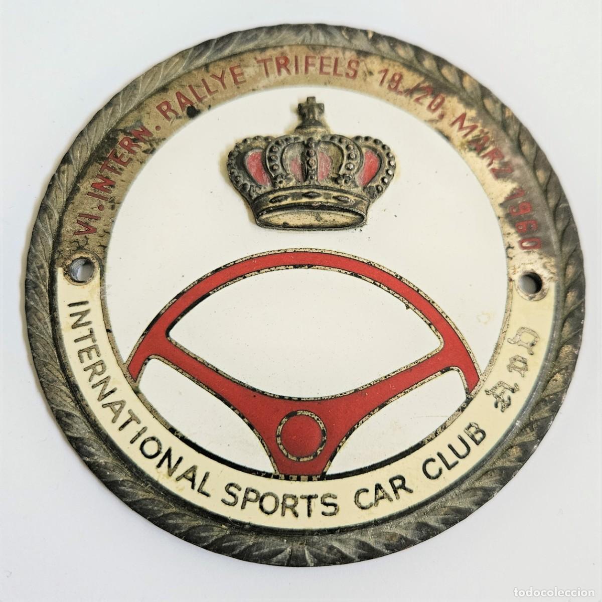 Carros e motociclos: Antiguo emblema placa de coche de &rdquo;International Sports Car Club AvD&rdquo;. 1960