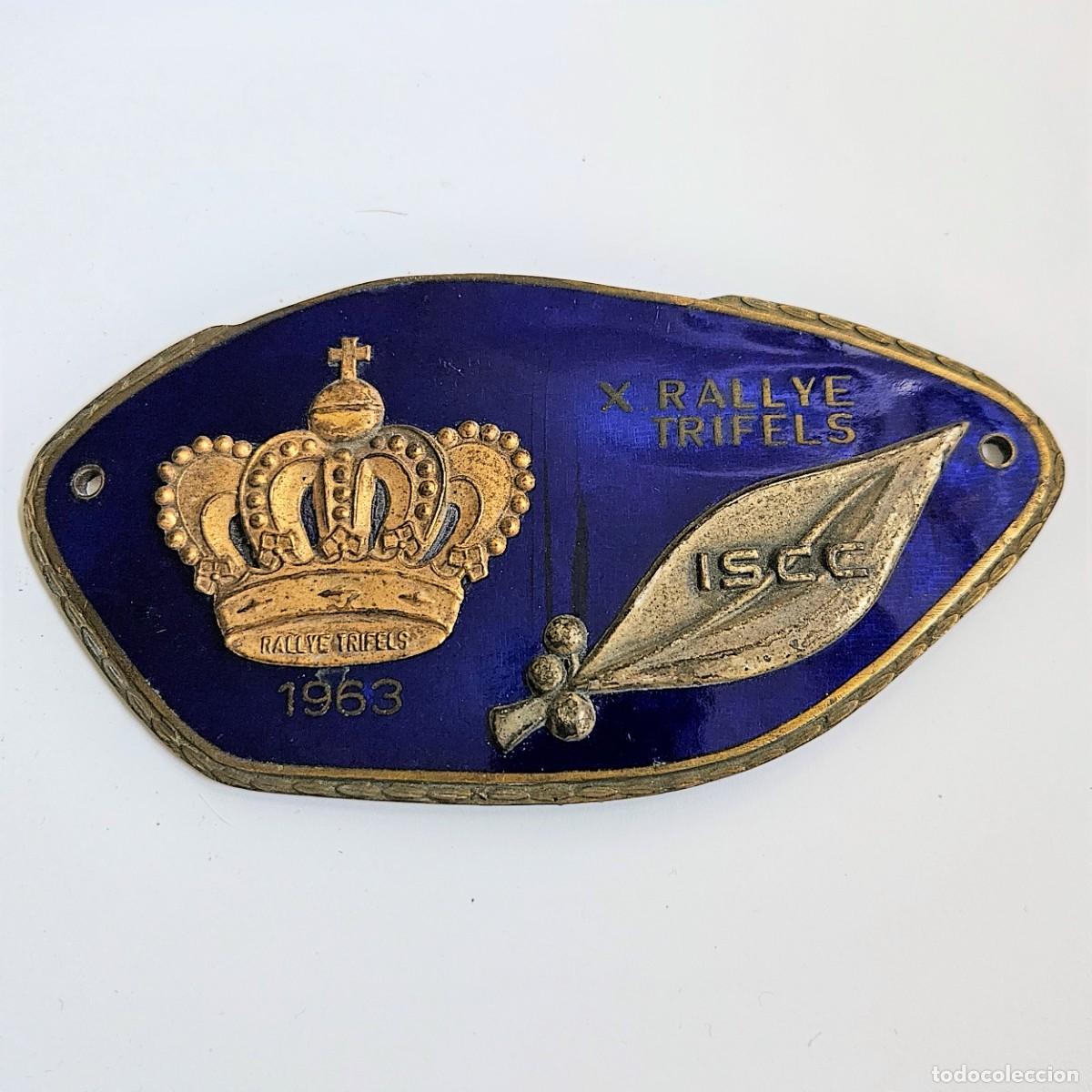 Carros e motociclos: Antiguo emblema placa de coche de la X. Rallye del ISCC. 1963