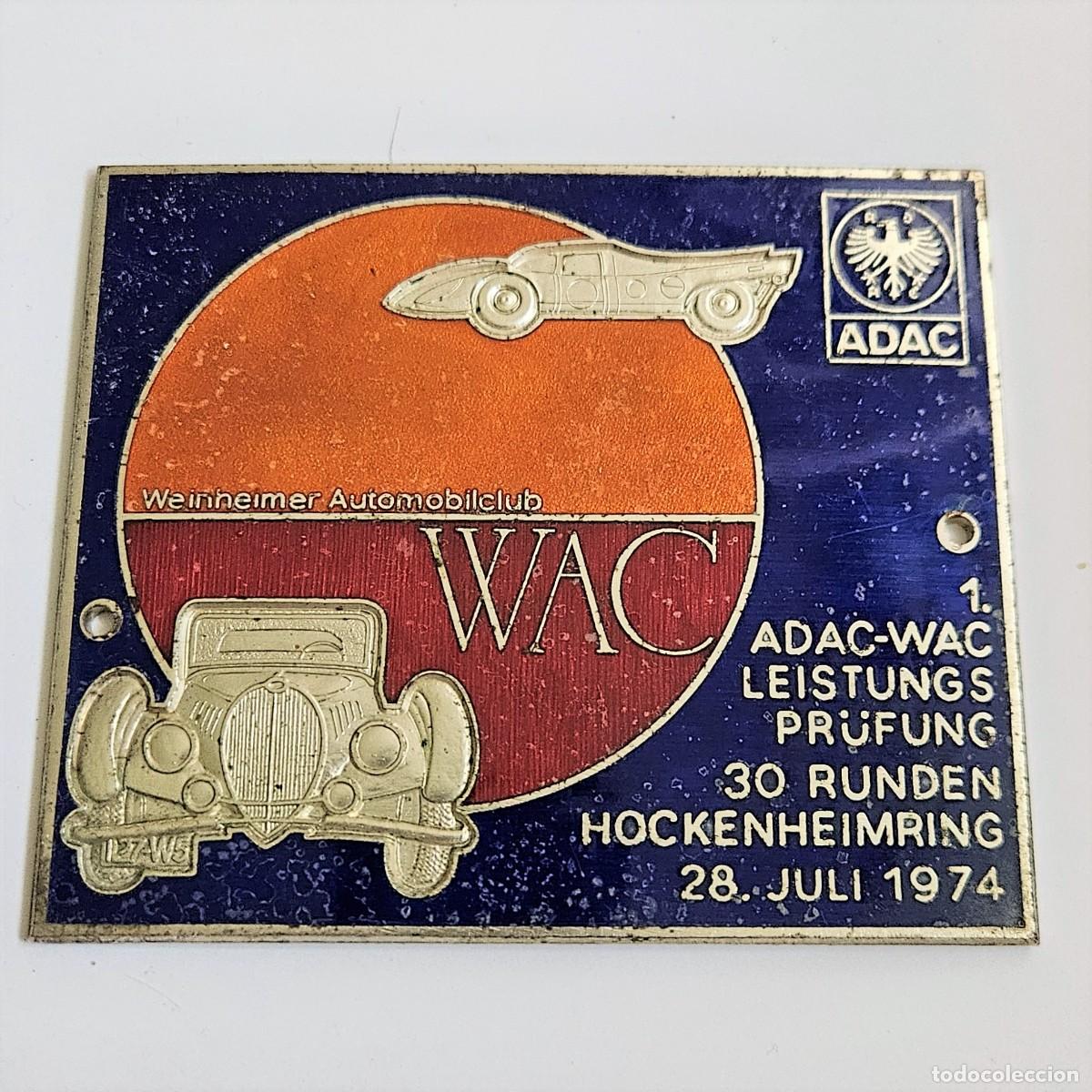 Carros e motociclos: Antiguo emblema placa de coche del ADAC Hockenheimring 1974