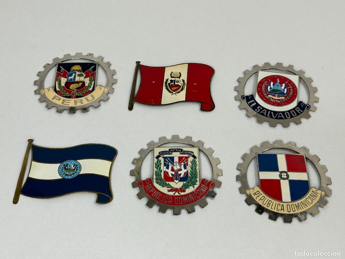 Coches y Motocicletas: LOTE 6 ANTIGUAS CHAPAS PLACAS ESMALTADAS COCHE PERU,SALVADOR,REP,DOMINICANA