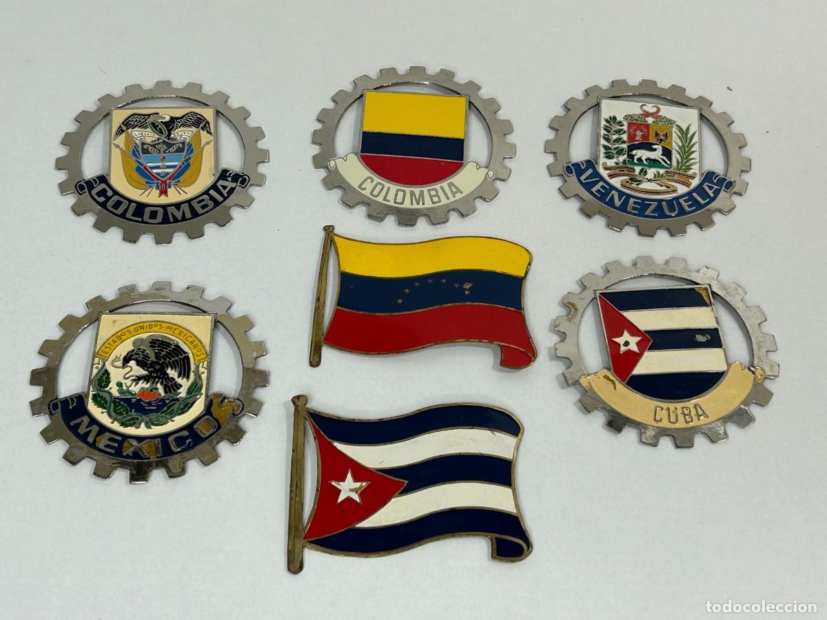 Coches y Motocicletas: LOTE 7 ANTIGUAS CHAPAS PLACAS ESMALTADAS COCHE VENEZUELA,CUBA,MEXICO,COLOMBIA,
