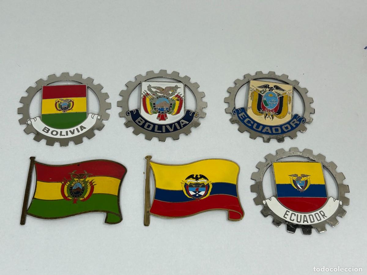 Coches y Motocicletas: LOTE 6 ANTIGUAS CHAPAS PLACAS ESMALTADAS COCHE ECUADOR,BOLIVIA,